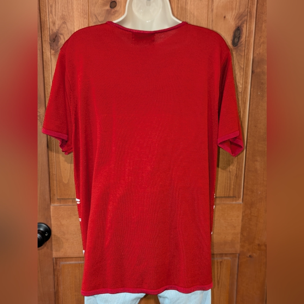 Beaded Red V-Neck‎ Sweater - Picture 5 of 8
